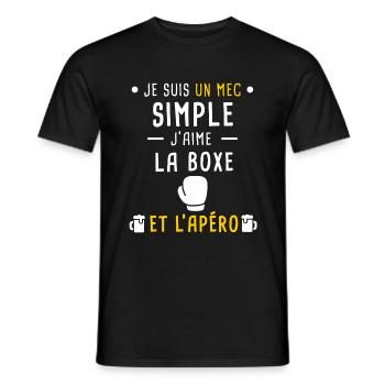 mec simple boxe gants et apéro - T-shirt homme - noir - Devant - AI Model Male 178 light (178cm)