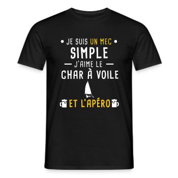 mec simple char a voile et apéro - T-shirt homme - noir - Devant - AI Model Male 178 light (178cm)