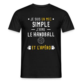 mec simple handball et apéro - T-shirt homme - noir - Devant - AI Model Male 178 light (178cm)