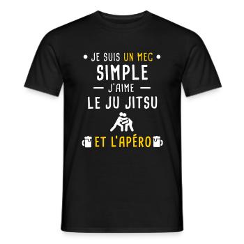 mec simple ju jitsu et apéro - T-shirt homme - noir - Devant - AI Model Male 178 light (178cm)