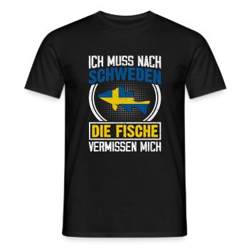 Schweden Angeltrip Fische Geschenk - Männer T-Shirt - Schwarz - Vorne - AI Model Male 178 light (178cm)