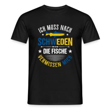 Schweden Angeltrip Angeltour Geschenk - Männer T-Shirt - Schwarz - Vorne - AI Model Male 178 light (178cm)