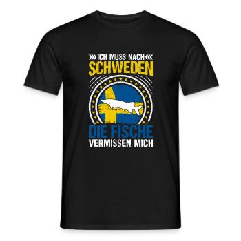 Schweden Angeltrip Angeltour Geschenk - Männer T-Shirt - Schwarz - Vorne - AI Model Male 178 light (178cm)