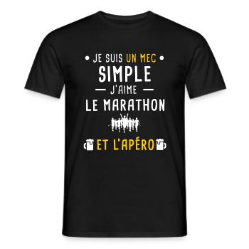 mec simple marathon et apéro - T-shirt homme - noir - Devant - AI Model Male 178 light (178cm)