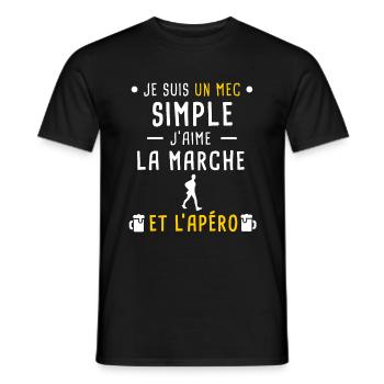 mec simple marche et apéro - T-shirt homme - noir - Devant - AI Model Male 178 light (178cm)
