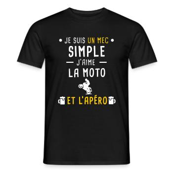 mec simple moto et apéro - T-shirt homme - noir - Devant - AI Model Male 178 light (178cm)