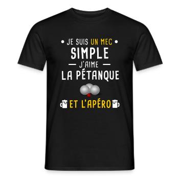 mec simple pétanque et apéro - T-shirt homme - noir - Devant - AI Model Male 178 light (178cm)