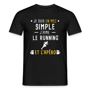 mec simple running et apéro - T-shirt homme - noir - Devant - AI Model Male 178 light (178cm)
