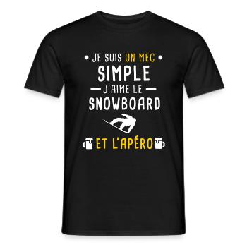 mec simple snowboard et apéro - T-shirt homme - noir - Devant - AI Model Male 178 light (178cm)