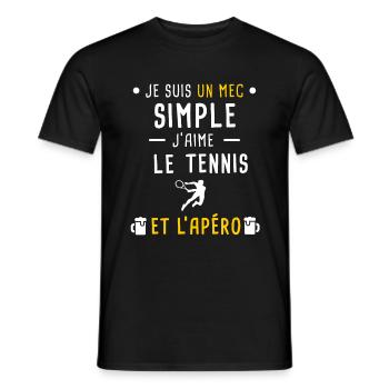 mec simple tennis sport et apéro - T-shirt homme - noir - Devant - AI Model Male 178 light (178cm)