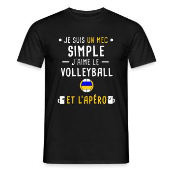mec simple volleyball et apéro - T-shirt homme - noir - Devant - AI Model Male 178 light (178cm)