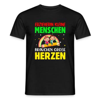 Erzieherin kleine Menschen brauchen große Herzen - Männer T-Shirt - Schwarz - Vorne - AI Model Male 178 light (178cm)