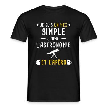 astronomie telescope et apéro mec simple - T-shirt homme - noir - Devant - AI Model Male 178 light (178cm)