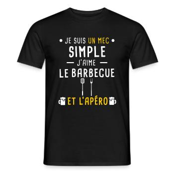 barbecue ustensiles et apéro mec simple - T-shirt homme - noir - Devant - AI Model Male 178 light (178cm)
