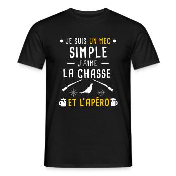 chasse au faisan et apéro mec simple - T-shirt homme - noir - Devant - AI Model Male 178 light (178cm)