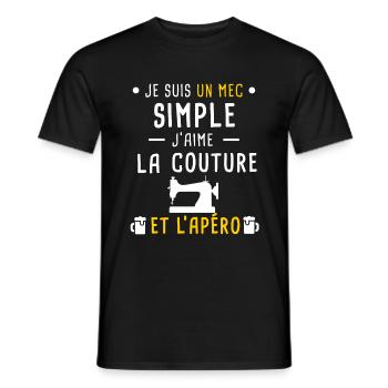 couture et apéro mec simple - T-shirt homme - noir - Devant - AI Model Male 178 light (178cm)