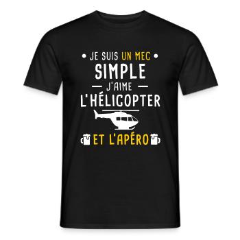 hélicopter et apéro mec simple - T-shirt homme - noir - Devant - AI Model Male 178 light (178cm)