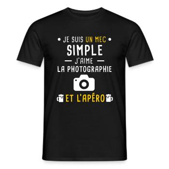 photographie et apéro mec simple - T-shirt homme - noir - Devant - AI Model Male 178 light (178cm)