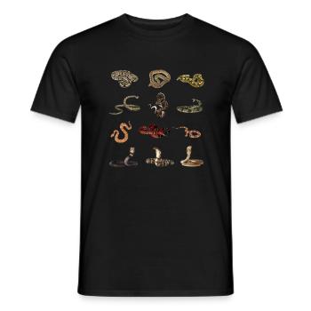 Verschiedene Schlangenarten - Männer T-Shirt - Schwarz - Vorne - AI Model Male 178 light (178cm)