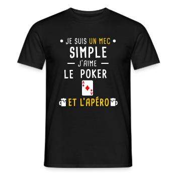 poker et apéro mec simple - T-shirt homme - noir - Devant - AI Model Male 178 light (178cm)
