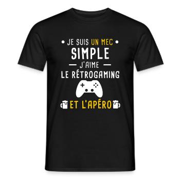 rétrogaming et apéro mec simple - T-shirt homme - noir - Devant - AI Model Male 178 light (178cm)
