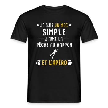 pêche harpon et apéro mec simple - T-shirt homme - noir - Devant - AI Model Male 178 light (178cm)