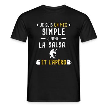 salsa et apéro mec simple - T-shirt homme - noir - Devant - AI Model Male 178 light (178cm)