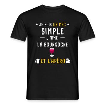 Bourgogne vin apéro mec simple - T-shirt homme - noir - Devant - AI Model Male 178 light (178cm)