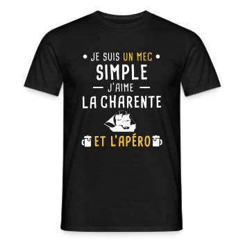 charente frégate bateau apéro mec simple - T-shirt homme - noir - Devant - AI Model Male 178 light (178cm)