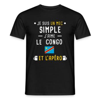 congo drapeau apéro mec simple - T-shirt homme - noir - Devant - AI Model Male 178 light (178cm)