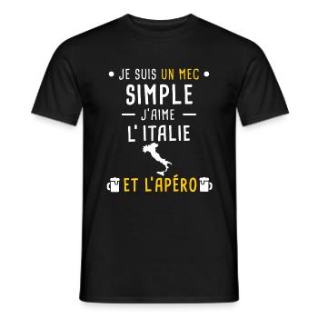 italie homme apéro mec simple - T-shirt homme - noir - Devant - AI Model Male 178 light (178cm)