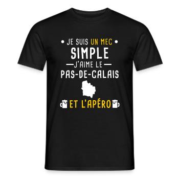 Pas-de-calais apéro mec simple - T-shirt homme - noir - Devant - AI Model Male 178 light (178cm)