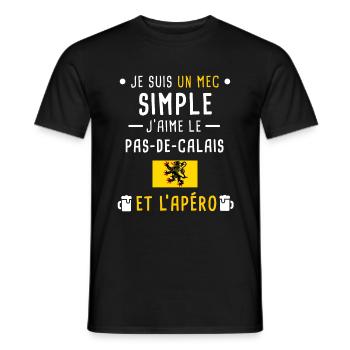 pas-de-calais drapeau apéro mec simple - T-shirt homme - noir - Devant - AI Model Male 178 light (178cm)