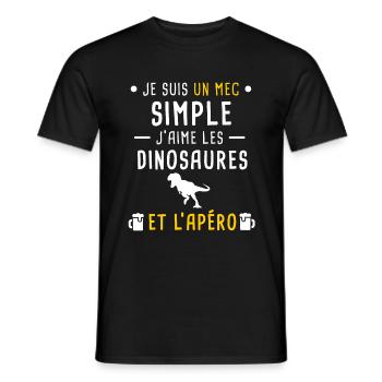 dinosaures et apéro mec simple - T-shirt homme - noir - Devant - AI Model Male 178 light (178cm)