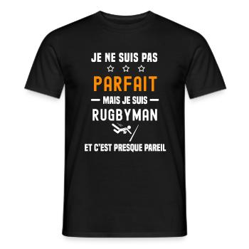 rugby pas parfait mais rugbyman - T-shirt homme - noir - Devant - AI Model Male 178 light (178cm)