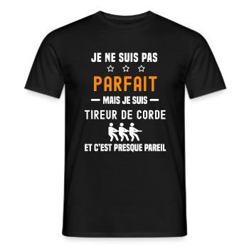 tir corde pas parfait mais tireur corde - T-shirt homme - noir - Devant - AI Model Male 178 light (178cm)