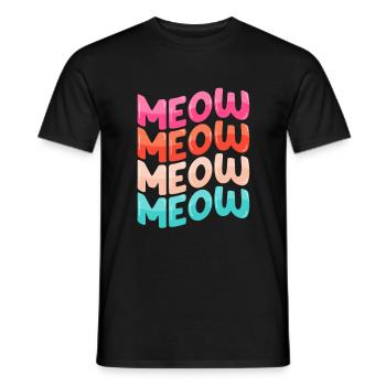 Meow - Idée cadeau amoureux des chats - T-shirt homme - noir - Devant - AI Model Male 178 light (178cm)