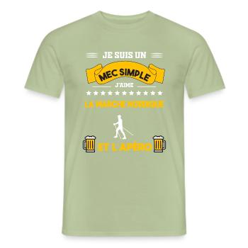 marche nordique apéro mec simple - T-shirt homme - vert sauge - Devant - AI Model Male 178 light (178cm)