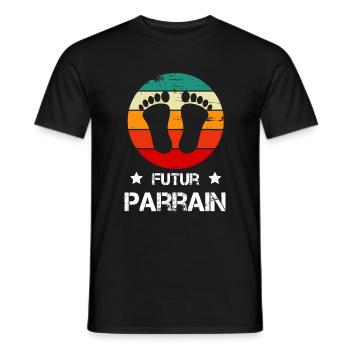 Futur Parrain annonce grossesse vintage - T-shirt homme - noir - Devant - AI Model Male 178 light (178cm)