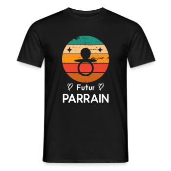Futur Parrain naissance grossesse retro - T-shirt homme - noir - Devant - AI Model Male 178 light (178cm)
