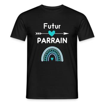 Futur Parrain cadeau annonce grossesse - T-shirt homme - noir - Devant - AI Model Male 178 light (178cm)