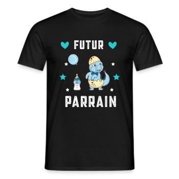 Futur Parrain dinosaure annonce grossesse - T-shirt homme - noir - Devant - AI Model Male 178 light (178cm)