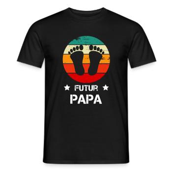 Futur papa père annonce grossesse vintage - T-shirt homme - noir - Devant - AI Model Male 178 light (178cm)