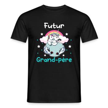 futur grand-père licorne annonce grossesse papy - T-shirt homme - noir - Devant - AI Model Male 178 light (178cm)