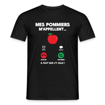 Mes Pommiers M'appellent Cadeau Pomiste Pommes - T-shirt homme - noir - Devant - AI Model Male 178 light (178cm)
