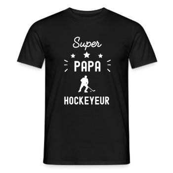 super papa hockeyeur hockey fête des pères - T-shirt homme - noir - Devant - AI Model Male 178 light (178cm)