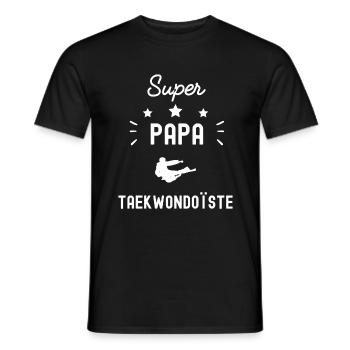 super papa taekwondoïste taekwondo fête des pères - T-shirt homme - noir - Devant - AI Model Male 178 light (178cm)