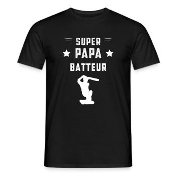 super papa batteur papa cricket cadeau père - T-shirt homme - noir - Devant - AI Model Male 178 light (178cm)