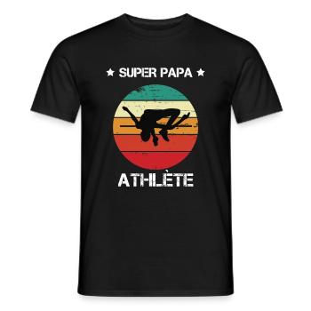 super papa athlète vintage saut en hauteur - T-shirt homme - noir - Devant - AI Model Male 178 light (178cm)