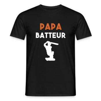 papa batteur cadeau papa cricket - T-shirt homme - noir - Devant - AI Model Male 178 light (178cm)